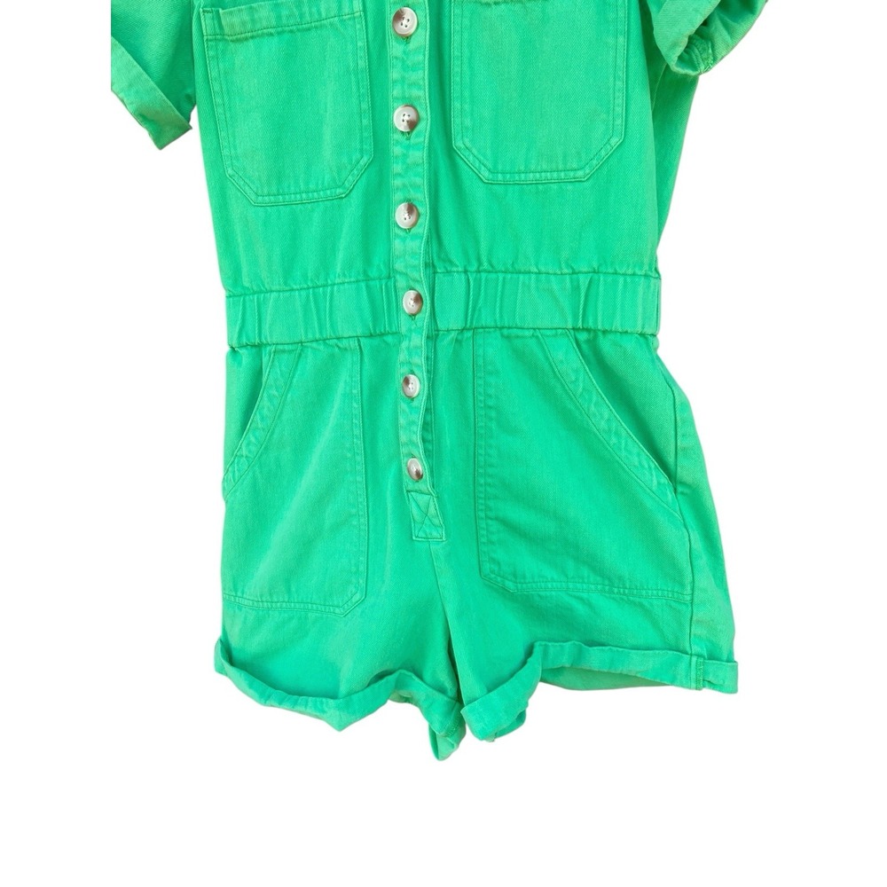 Show Me Your Mumu Cannon Romper Medium Green Denim Utility Shortall - Picture 5 of 9